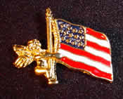 Angel Holding Flag Pin